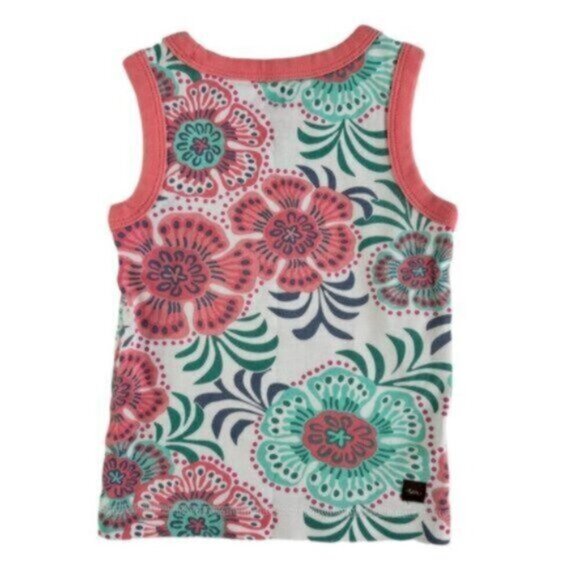 Tea Collection | Peach & Green Floral Print PJ Girl Set Size 3T - Picture 6 of 7